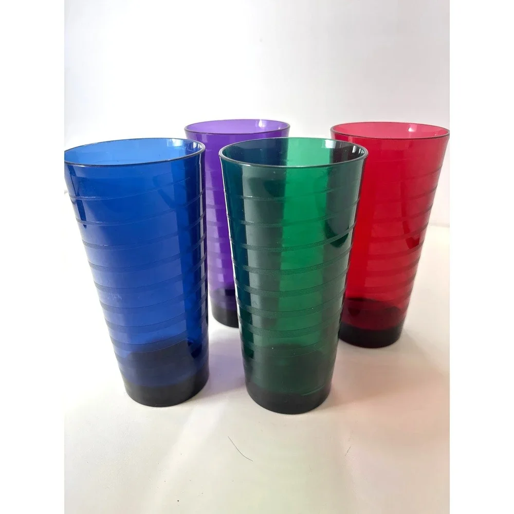 Tupperware Acrylic Spiral Tumblers Jewel Tone 18oz Set of 4 Glasses 4482A